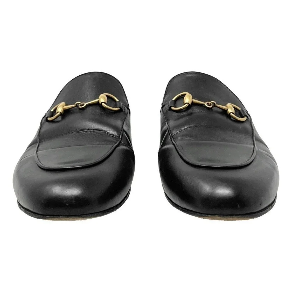 Gucci Princetown Loafers Black Leather Horsebit Mule 36.5‎